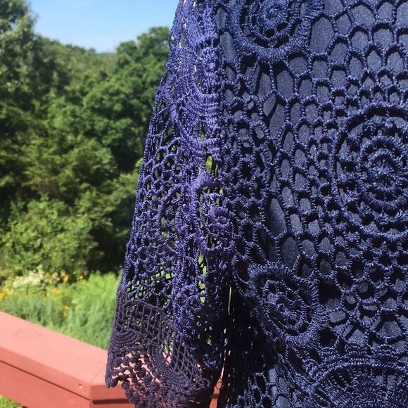 Nannette by Nanette Lepore short sleeve lined top lace ombré navy blue 2 - Picture 4 of 8